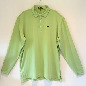 Peter Millar Men XL Summer Comfort Polo Long Sleeve Green Royal Poinciana Golf